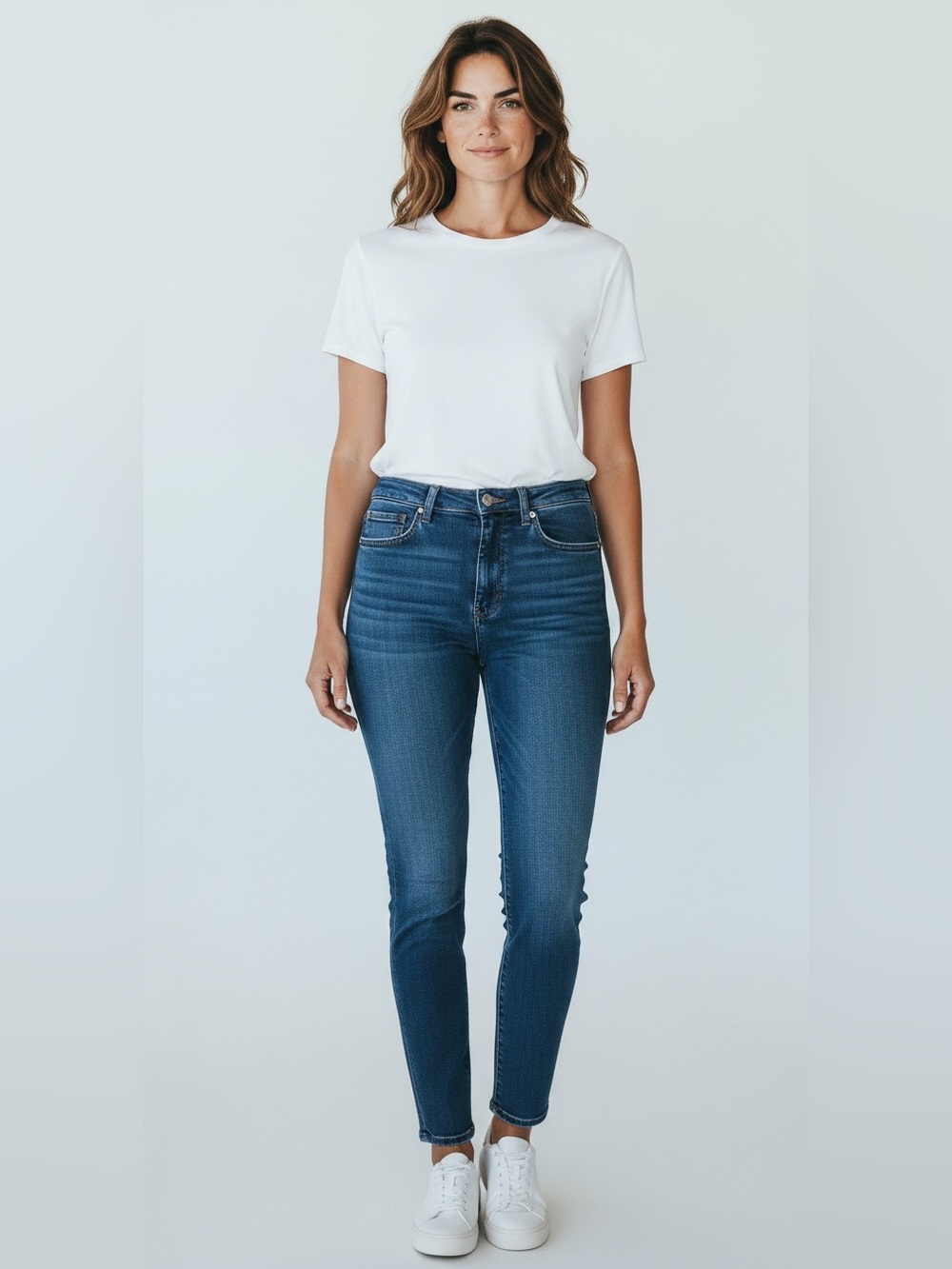 Everlane High-Rise Slim Ankle Jeans in Deep Blue Wash 28